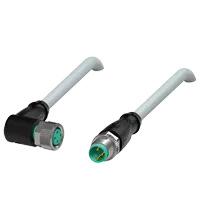 Pepperl+Fuchs V3-WM-10M-PVC-V3-GM Cordset M8 socket angled to M8 plug straight A-coded, 3-pin, PVC cable grey