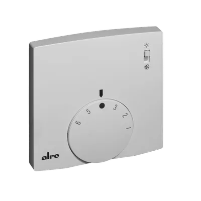 Alre RTBSB-201.065/02 Room thermostat, surface-mounted super flat, 5…30…°C, 230V AC, 2(1)A, two-way contact, heating/cooling switch, scale *…6