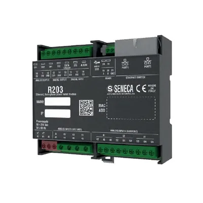 Seneca R203 (HW rev. A0/B0) 3-phase smart energy power meter with universal input and dual Ethernet connectivity