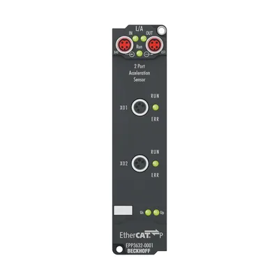 Beckhoff EPP3632-0001 EtherCAT P Box, 2-channel analog input, IEPE/accelerometer, 16 bit, 50 ksps, M8