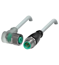 Pepperl+Fuchs V1-W-A2-2M-PVC-V1-G Cordset M12 socket angled A-coded LED 4-pin to M12 plug straight A-coded 4-pin, PVC cable grey