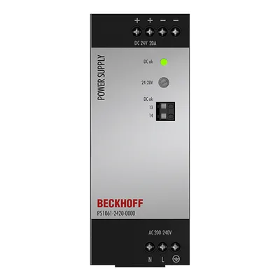 Beckhoff PS1061-2420-0000 Power supply PS1000; output: 24 V DC, 20 A; input: AC 200…240 V, 1-phase