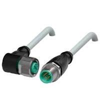 Pepperl+Fuchs V1-W-5M-PVC-V1-G Cordset M12 socket angled to M12 plug straight A-coded, 4-pin, PVC cable grey