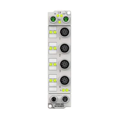 Beckhoff ER3204-0002 EtherCAT Box, 4-channel analog input, temperature, RTD (Pt100), 16 bit, M12, zinc die-cast