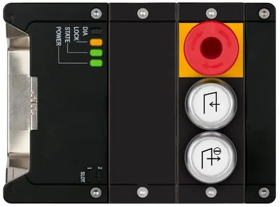 Euchner MGB2-I-MLI-U-YA4E5-KA-L-163651 Interlocking module MGB2-I-MLI (2 pushbuttons, emergency stop, door hinge on left)