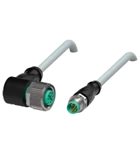 Pepperl+Fuchs V1-W-5M-PUR-V31-GM Cordset M8 socket angled to M12 plug straight A-coded, 4-pin, PUR cable grey