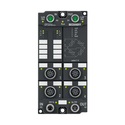 Beckhoff EP3356-0022 EtherCAT Box, 1-channel analog input, measuring bridge, full bridge, 24 bit, M12