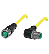 Pepperl+Fuchs V1-G-YE0,5M-PVC-U-V1-W Cordset M12 socket straight to M12 plug angled A-coded, 4-pin, PVC cable yellow, UL approved