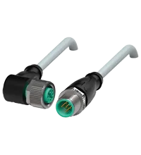 Pepperl+Fuchs V15-W-2M-PUR-ABG-V15-G Cordset M12 socket angled to M12 plug straight A-coded, 5-pin, PUR cable grey, shielded