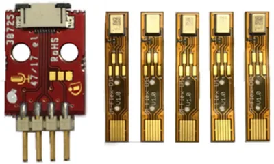 Infineon KIT_IM68A130A_FLEX Five XENSIV™ MEMS microphones IM68A130A mounted on flex board and one adapter board