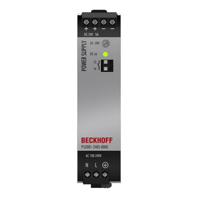 Beckhoff PS2001-2405-0000 Power supply PS2000; output: 24 V DC, 5 A; input: AC 100…240 V/DC 110…150 V, 1-phase