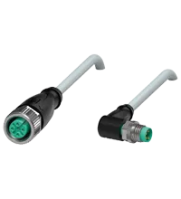 Pepperl+Fuchs V1-G-1M-PUR-V31-WM Cordset M8 socket straight to M12 plug angled A-coded, 4-pin, PUR cable grey
