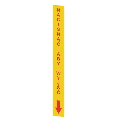 Pizzato VF AP-A1AGR08 Yellow adhesive in PC, rectangular 300x32 mm, red writing "NACISNAC ABY WYJSC"