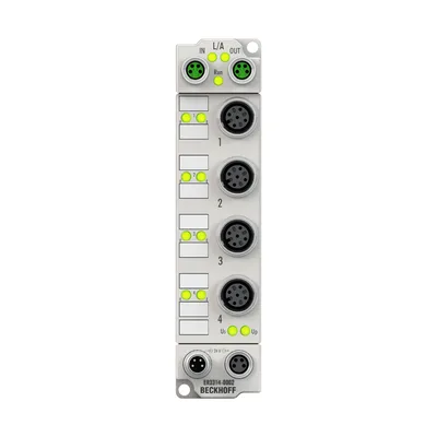 Beckhoff ER3314-0002 EtherCAT Box, 4-channel analog input, temperature, thermocouple, 16 bit, M12, zinc die-cast