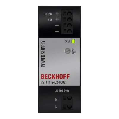 Beckhoff PS1111-2402-0002 Power supply PS1000; output: 24 V DC, 25 A; input: AC 100…240 V, 1-phase, NEC Class2