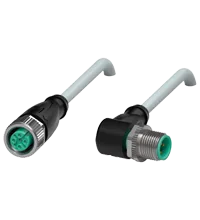 Pepperl+Fuchs V1-G-10M-PUR-V1-W Cordset M12 socket straight to M12 plug angled A-coded, 4-pin, PUR cable grey