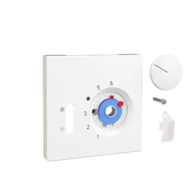 Alre JZ-037.410 Cover set for room thermostat RTBSU, 70×70 for JUNG LS, pearl white (RAL 1013) gloss