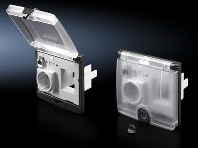 Rittal SZ 2482.600 SZ Interface flap, complete, mounting frame and interface inserts, with plastic flap, semi-transparent, RJ45, sockel modules Germany, knock-out for RDC protective switch