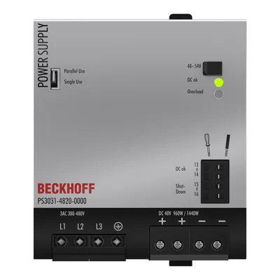 Beckhoff PS3031-4820-0000 Power supply PS3000; output: 48 V DC, 20 A; input: 3 AC 380…480 V, 3-phase