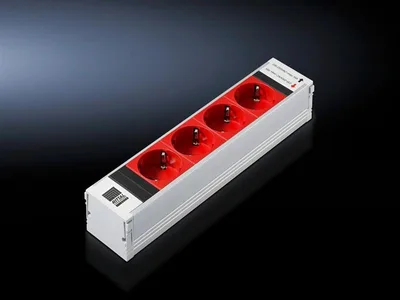 Rittal DK 7856.240 DK PSM Priz modülü, topraklı, 4 soketli, kırmızı