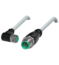 Pepperl+Fuchs V3-WM-2M-PUR-V11-G Cordset M8 socket angled to M12 plug straight A-coded, 3-pin, PUR cable grey