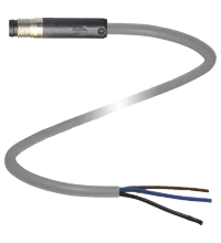 Pepperl+Fuchs V3S-GR-2M-PVC Male cordset single-ended M8 snap-lock straight A-coded, 3-pin, PVC cable grey