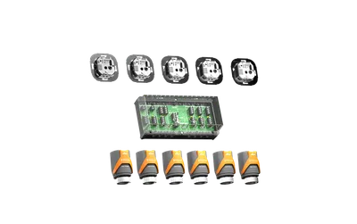 Alre SET 32 Set for fully automatic hydraulic balancing consisting of 5 flush-mounted room thermostats, 1 terminal strip and 6 actuators