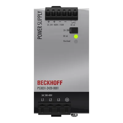 Beckhoff PS3031-2420-0001 Power supply PS3000; output: 24 V DC, 20 A; input: 3 AC 380…480 V, 3-phase