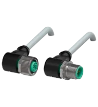 Pepperl+Fuchs V15-W-2M-PUR-ABG-V15-W Cordset M12 socket angled to M12 plug angled A-coded, 5-pin, PUR cable grey, shielded