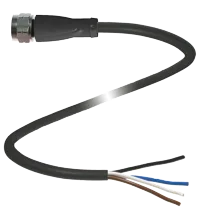Pepperl+Fuchs V1-GV4A-BK5M-PUR-U-PIP Female cordset, M12, Stainless steel V4A, 4-pin, PUR cable