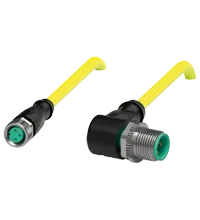 Pepperl+Fuchs V3-GM-YE0,5M-PVC-U-V11-W Cordset M8 socket straight to M12 plug angled A-coded, 3-pin, PVC cable yellow, UL approved