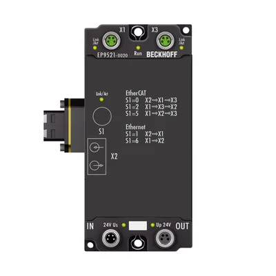 Beckhoff EP9521-0020 EtherCAT Box, media converter, Ethernet/EtherCAT, 100 Mbit/s, 24 V DC