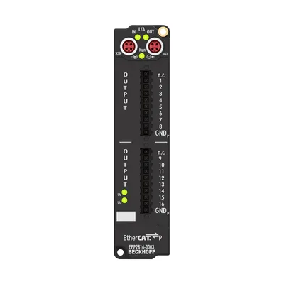 Beckhoff EPP2816-0003 EtherCAT P Box, 16-channel digital output, 24 V DC, 05 A, IP20 connectorNew