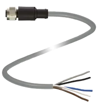 Pepperl+Fuchs V15L-G-5M-PUR-U Female cordset single-ended M12 straight L-coded, 5-pin, PUR cable grey, UL approved