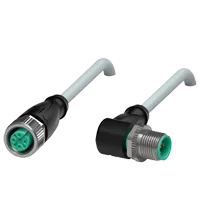 Pepperl+Fuchs V15-G-2M-PUR-V15-W Cordset M12 socket straight to M12 plug angled A-coded, 5-pin, PUR cable grey