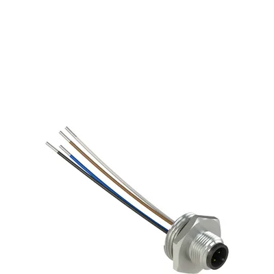 Pizzato VF CNM4MM M12 metallic male wired connector, 4 poles, for M20 threads