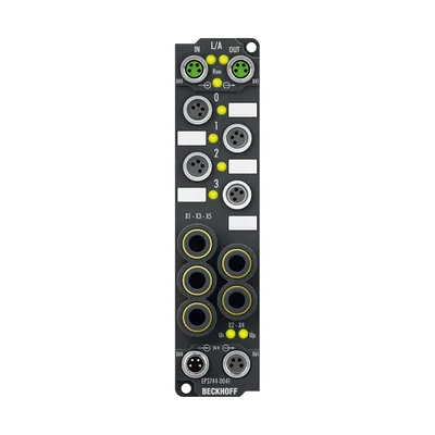 Beckhoff EP3744-0041 EtherCAT Box, 4-channel analog input + 8-channel digital combi, pressure, 0…1000 hPa (0…+1 bar), M8