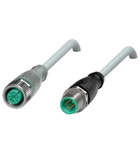 Pepperl+Fuchs V1-G-A2-5M-PUR-V1-G Cordset M12 socket straight A-coded LED 4-pin to M12 plug straight A-coded 4-pin, PUR cable grey