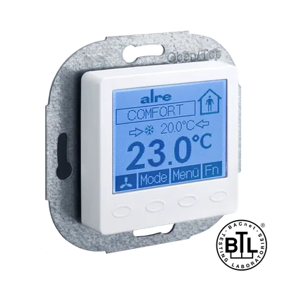 Alre KTRBUu217.456#09 BACnet room controller flush-mounted, 230V AC, cover 50x50mm, pearl white, gloss