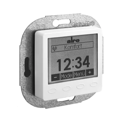 Alre FTRFUd210.123#27 Wireless room temperature sensor with timer, flush-mounted, cover 50x50mm, traffic/studio white, gloss