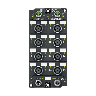 Beckhoff EP2809-0022 EtherCAT Box, 16-channel digital output, 24 V DC, 05 A, M12