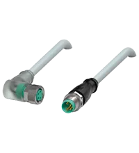Pepperl+Fuchs V31-WM-A2-2M-PUR-V31-GM Cordset M8 socket angled A-coded LED 4-pin to M8 plug straight A-coded 4-pin, PUR cable grey