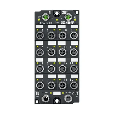 Beckhoff EP2339-0121 EtherCAT Box, 16-channel digital combi, 24 V DC, 3 ms, 05 A, ground switching, M8