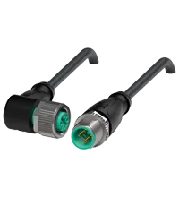 Pepperl+Fuchs V1-W-BK2M-PVC-U-V1-G Cordset M12 socket angled to M12 plug straight A-coded, 4-pin, PVC cable black, UL approved