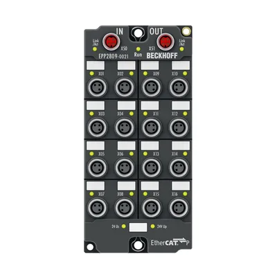Beckhoff EPP2809-0021 EtherCAT P Box, 16-channel digital output, 24 V DC, 05 A, M8