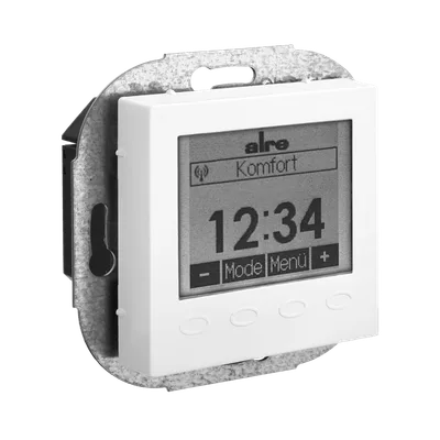 Alre FTRFUd210.123#59 Wireless room temperature sensor with timer, flush-mounted, cover 55x55mm, traffic/studio white, gloss