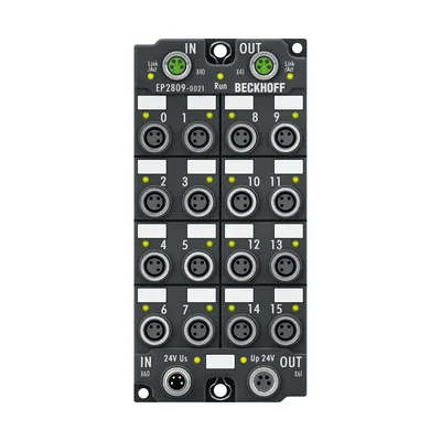 Beckhoff EP2809-0021 EtherCAT Box, 16-channel digital output, 24 V DC, 05 A, M8