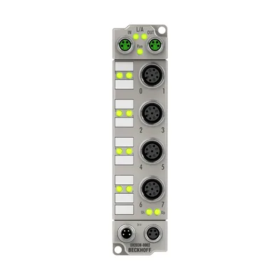 Beckhoff ER2038-0002 EtherCAT Box, 8-channel digital output, 24 V DC, 2 A, M12, with diagnostics, zinc die-cast