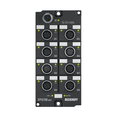Beckhoff EPI3188-0022 IO-Link box, 8-channel analog input, multi-function, ±10 V, 0/4…±20 mA, 16 bit, single-ended, M12