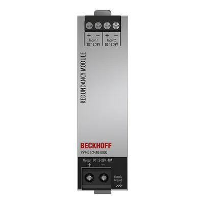 Beckhoff PS9401-2440-0000 MOSFET redundancy module PS9400; input: 12…28 V DC, 2 x 20 A; output: 12…28 V DC, 1 x 40 A